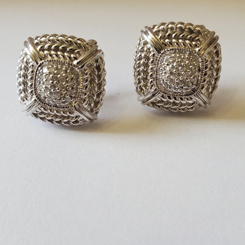 Judith Ripka Sterling & Diamonique Earrings